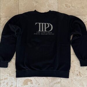 Taylor Swift Black Sweatshirt with Gray 'The Tortured Poets Department' Logo